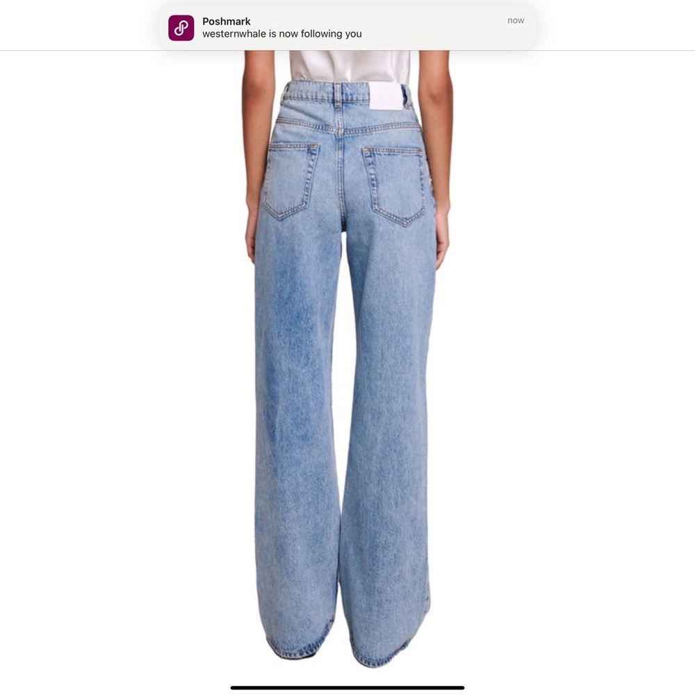SOLD-MAJE Petoile Crystal Embellishment Flare Jeans - Picture 2 of 3